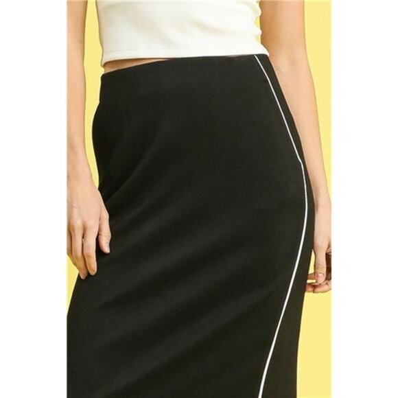 Umgee Midi Pencil Skirt with Contrast Piping Detail - Picture 3 of 4